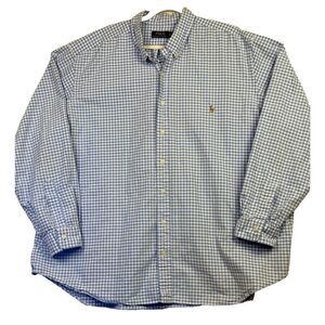 Polo Ralph Lauren Gingham Blue Long Sleeve Button Down Shirt Size 3XB‎
